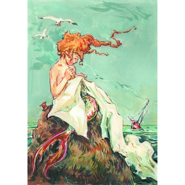 PRE-ORDER Print “Red Haired Mermaid sewing”