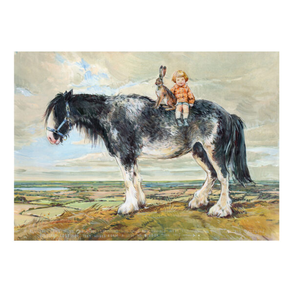 Print “Child + Hare on horse”