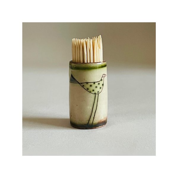 Toothpick Holder “Green Spotty Bird”