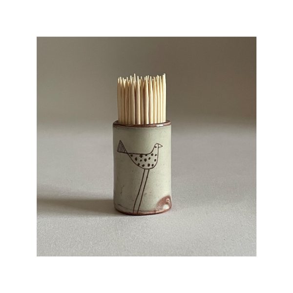 Toothpick Holder “Grey Spotty Bird”