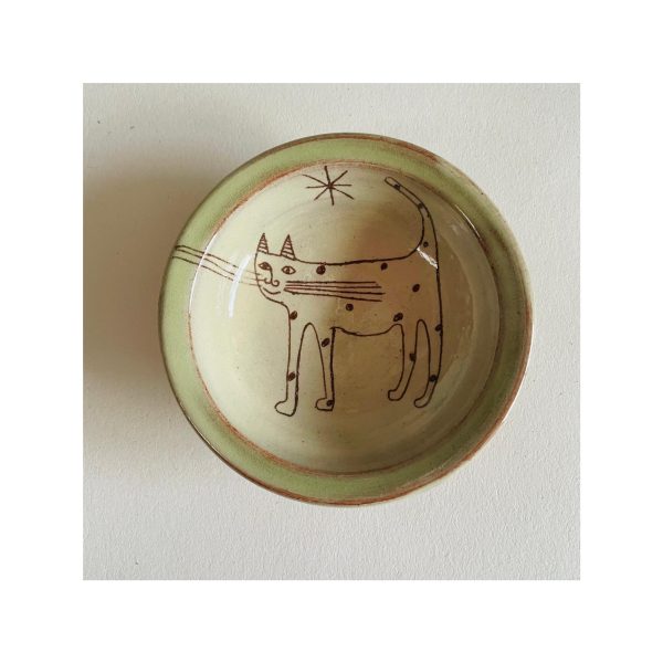 Tiny Wee Dish “Max Cat with Green rim”