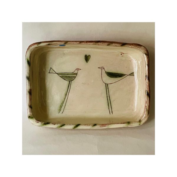 Rectangular Dish “Green love Birds”