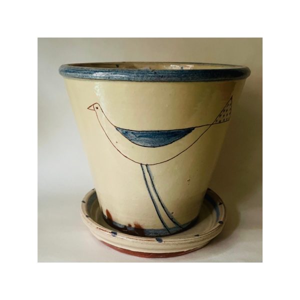 Flower Pot + Base “Blue bird”