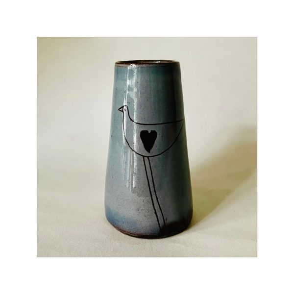 Small Vase “Blue bird + heart”