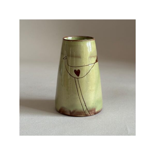 Small Vase “Green Bird + heart”