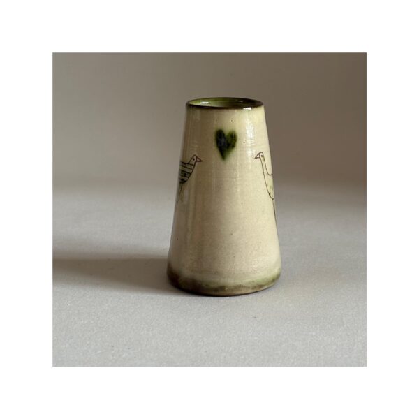 Small Vase “Green Birds + heart”