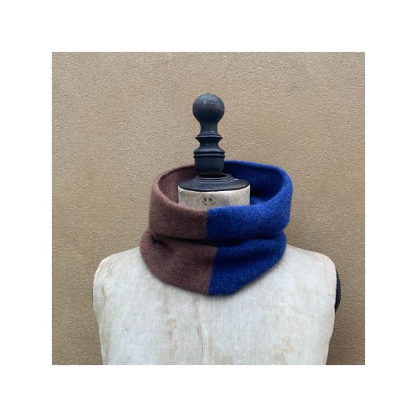 Merino Lambswool Snood “Hazelnut + Electric Blue”