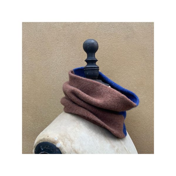 Merino Lambswool Snood “Hazelnut + Electric Blue” - Image 2