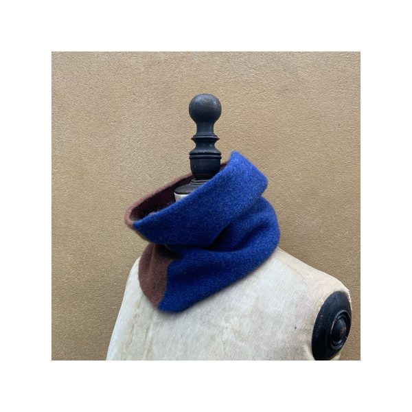 Merino Lambswool Snood “Hazelnut + Electric Blue” - Image 3