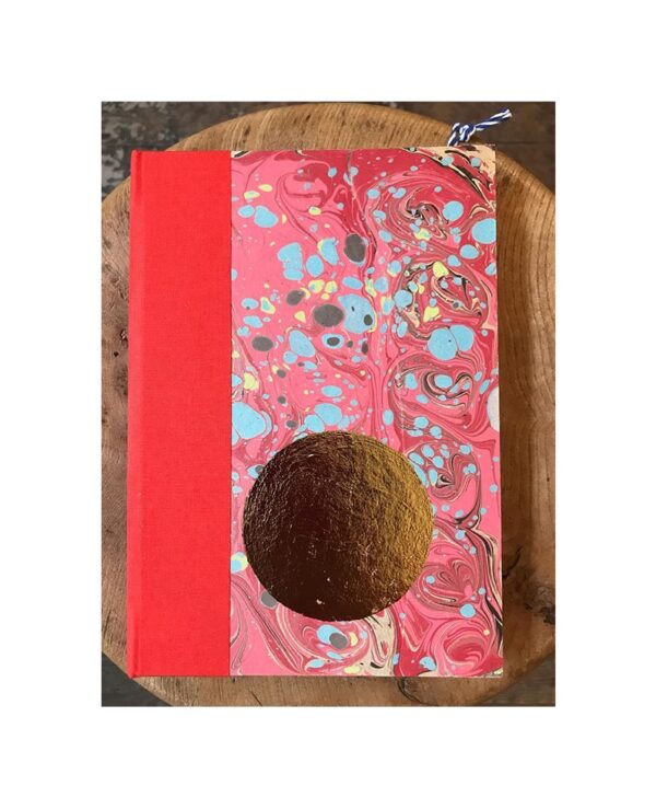 Ruled Journal marbled cover with gold circle No33