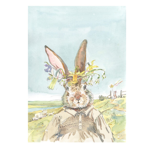 PRE-ORDER PRINT “Spring Hare in Smocked dress”