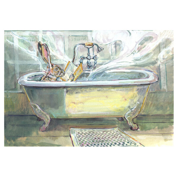 PRE-ORDER Print “Hare reading in bath”