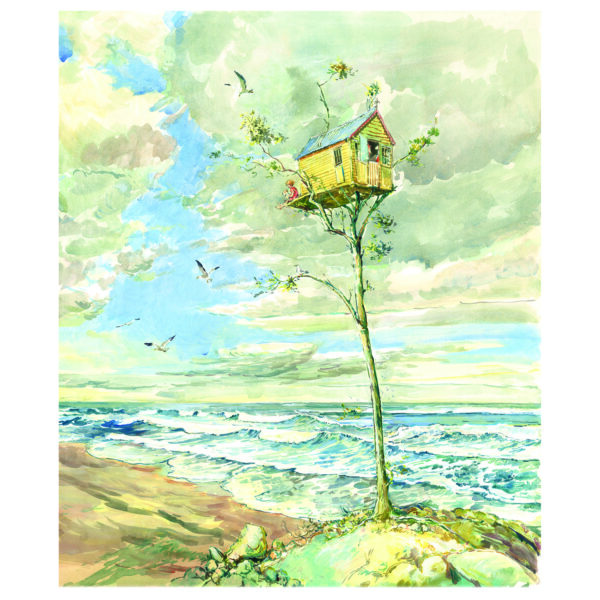 PRE-ORDER Print “Tall yellow tree-house by the sea”