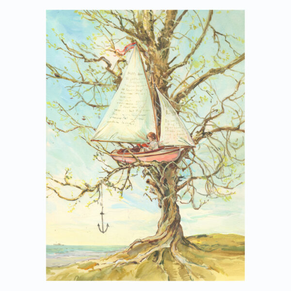 PRE-ORDER Print “Pink Boat in tree with anchor”